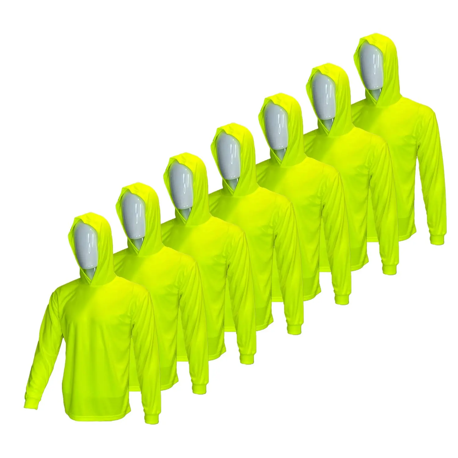7 SHIRT PACK Hi Visibility ultra light weigh Long sleeve hoodie shirt / 100 % polyester birdeye Fabric for quick dry AVAIALBE IN VARIOUS COLORS 7 SHIRT PACK Hi Visibility ultra light weigh Long sleeve hoodie shirt / 100 % polyester birdeye Fabric for quick dry AVAIALBE IN VARIOUS COLORS