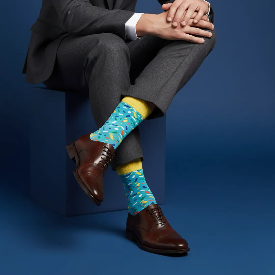 Dynamocks Turquoise & Yellow Cotton Crew Socks – Sprinkles