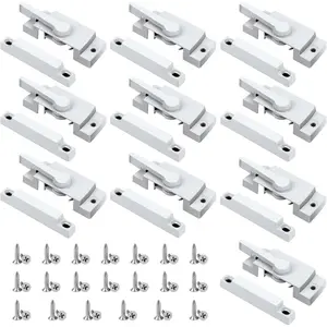 10 Pack White Cam Action Window Sash Locks Diecast Window Latches with Keeper Replacement Parts for Sliding Windows Double Hung Windows
