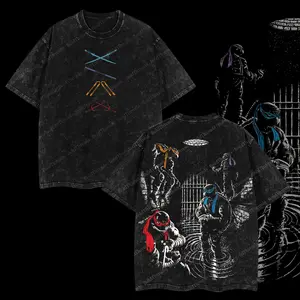 BoldThreads The Teenage Mutant Ninja Turtles Heroes - TMNT Edition Double Printed Oversize Lightweight Acid Washed Tee Comic Graphic Design Top 100% Cotton 250gsm Streetwear Superhero Movie T-Shirt Clothes Hoodies Menswear Womenswear