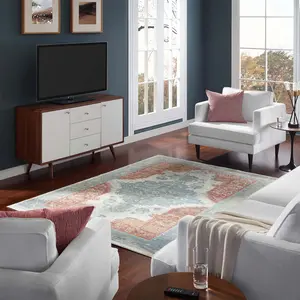 Modway Citlali Distressed Southwestern Aztec 5x8 Area Rug in Multicolored