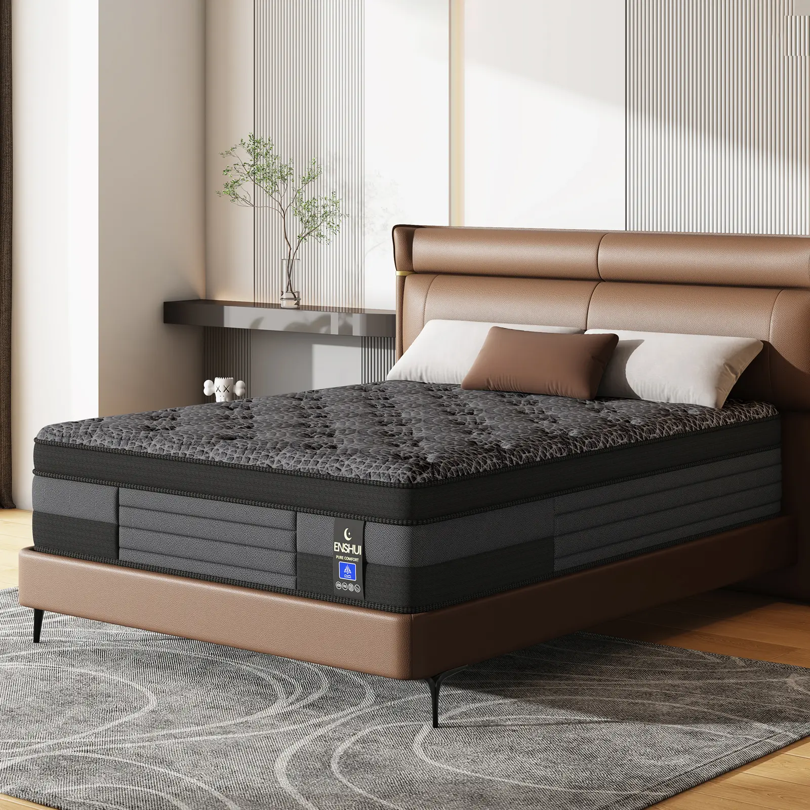 [Summervibes] Queen Size Mattress - 14 in Multilayer Hybrid Mattress in a Box, Cooling Gel Supportive Memory Foam & Pocket Coils, Breathable Medium Firm, Motion Isolation & Edge Support for Hot Sleepers