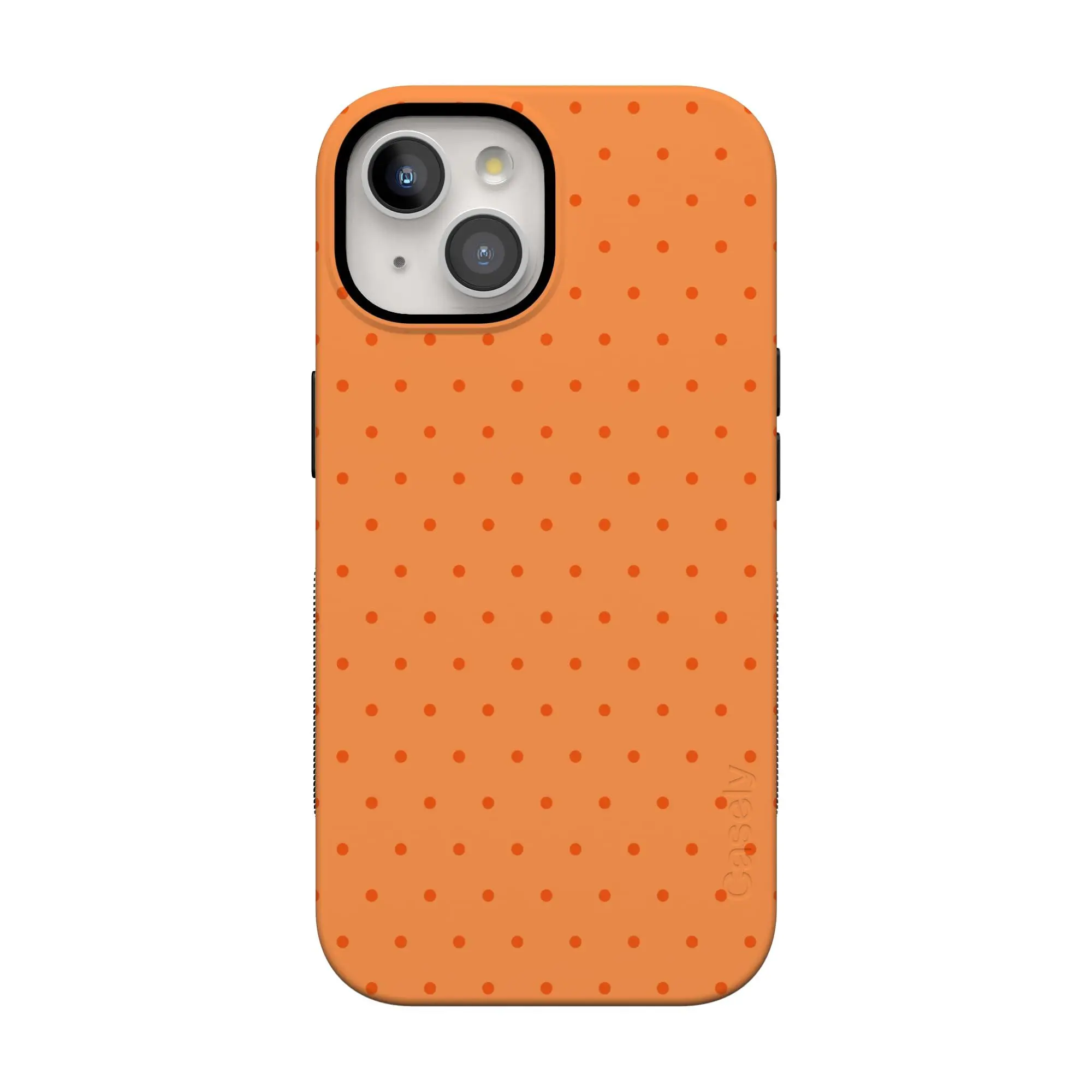 Casely iPhone 15 Case | On the Dot | Orange Polka Dot | Bold Protective Design | Compatible with MagSafe