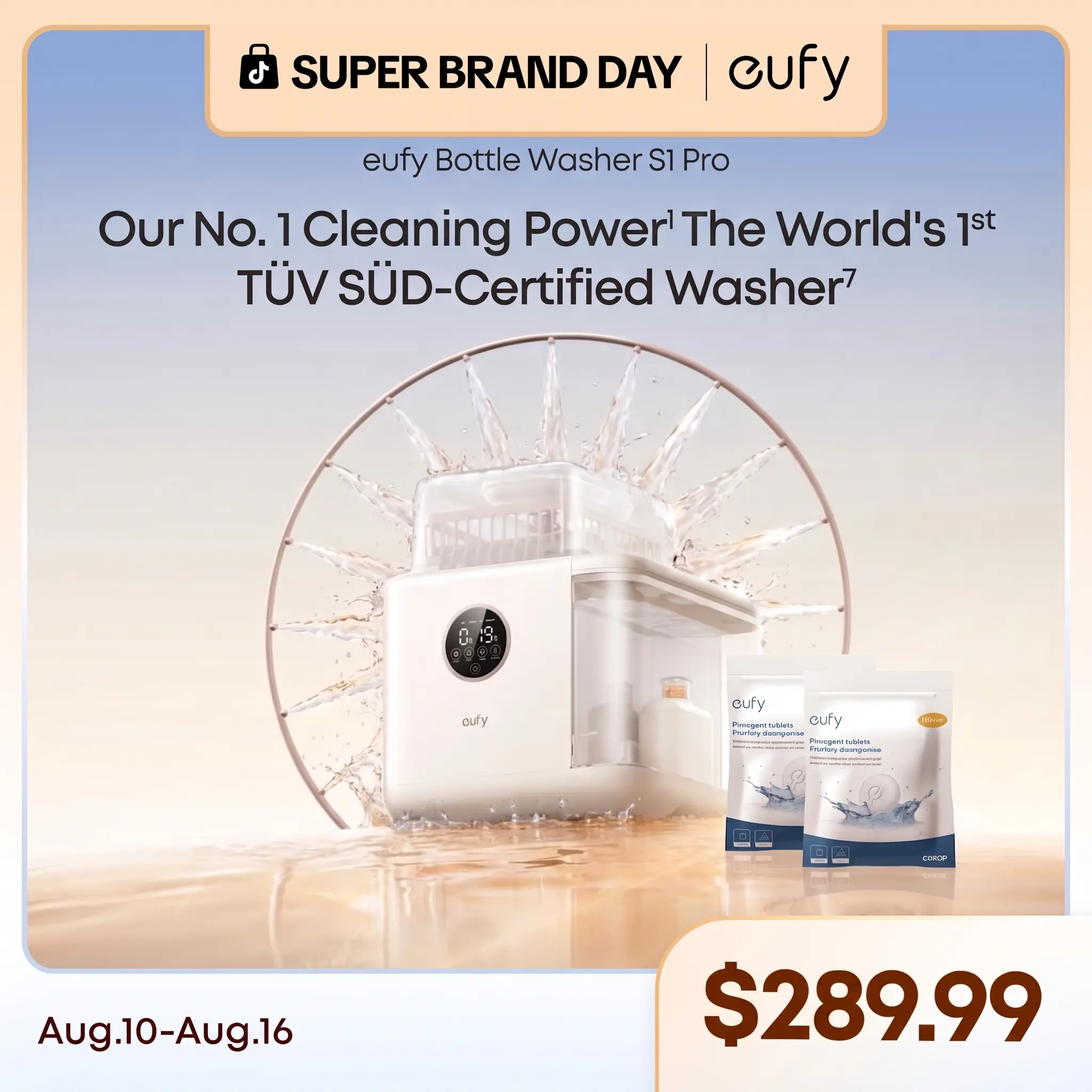 eufy Bottle Washer S1 & Bottle Washer S1 Pro,  Built-in Water Softener, All-in-One 3D HydroBlast Washer, 212°F Steam Sterilizer & Thoroughly Fast Dryer, Largest 10-Bottle Capacity, Smart App Control, Hands-Free.