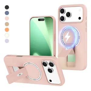 Magnetic Matte Case for iPhone 17/17 Air/17/16/15/14/13 Pro Max, Hidden Kickstand, Cool Slim Design, Impact Resistant & Wireless Charging Compatible Cover