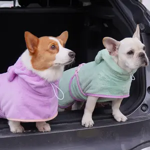 A 2pcs Quick-Dry Dog Bathrobe And Pet Towel Set Suitable for Cold Weather, Beaches, And After Swimming Or Bathing Dogs, Featuring Drying Gloves And an Adjustable Ultra-Fine Fiber Robe, Suitable for Both Cats And Dogs, Without Battery