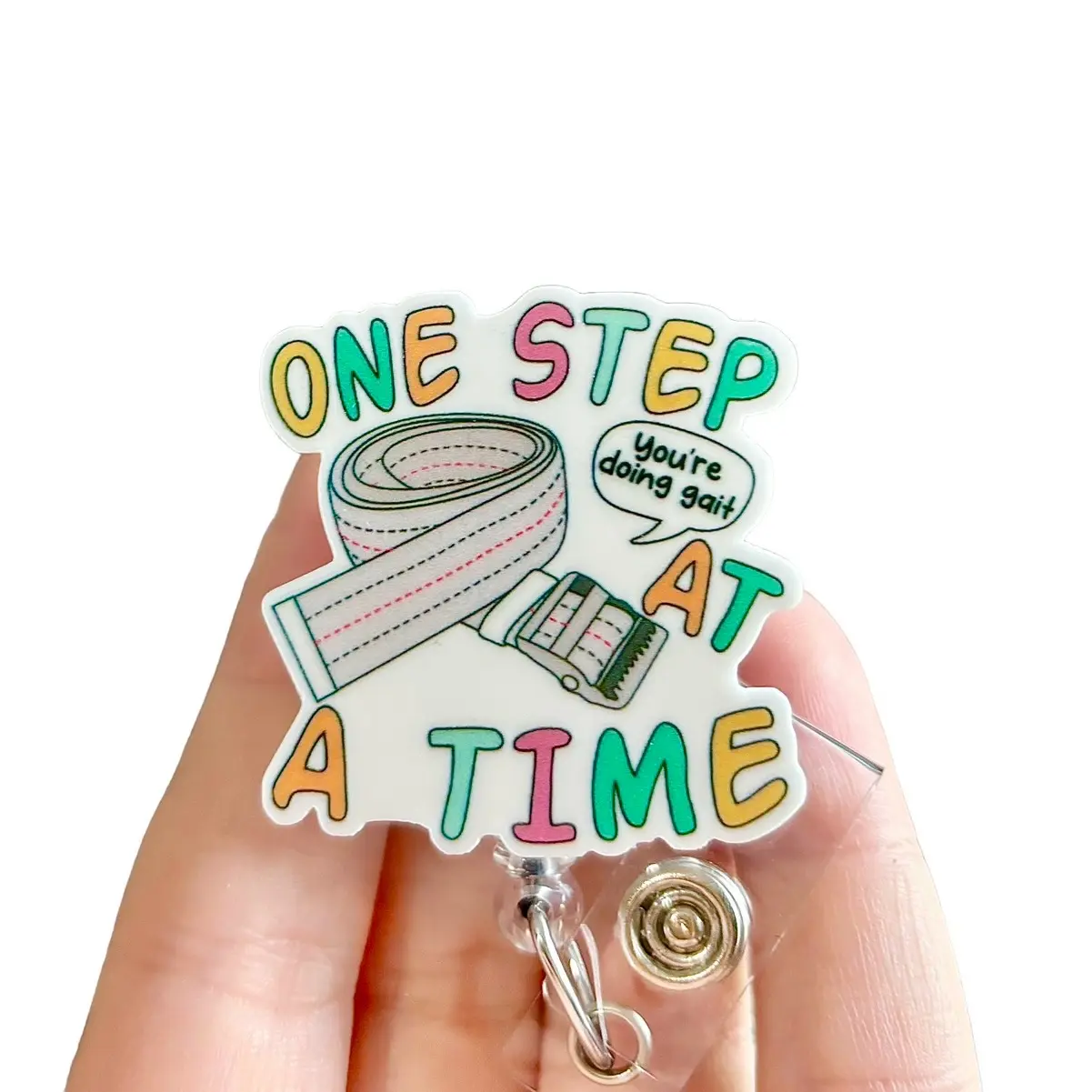 Glitter My Badge You’re doing gait Physical Therapy badge reel for nurse and hospital workers. Badge clip Badge pull - Retractable swivel clip with a 360 rotation. Great gift for coworker.