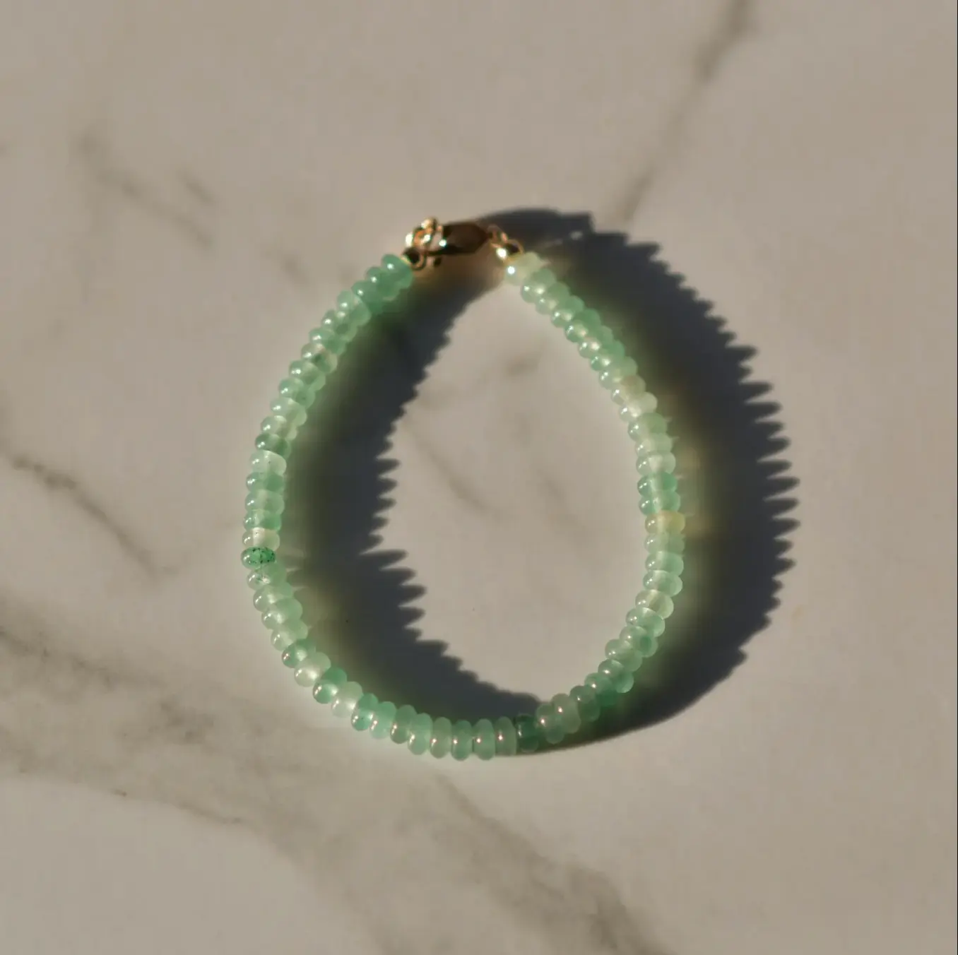Rondelle Gemstone Beaded Bracelet, Dainty Disc Gemstone Beaded Bracelet, Waterproof Crystal Beaded Bracelet, Gold-Filled, Stainless Steel