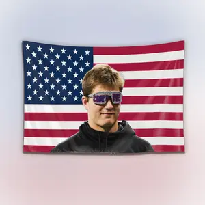 Drake Maye USA Flag Tapestry, Vintage Patriotic Wall Hanging Decor, Football Quarterback American Flag Banner, Home Bedroom Sports Art, Gift for Fans