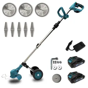 3-in-1 Cordless Weed Wacker, Grass Trimmer, and Lawn Edger Trimmer & Brush Cutter with Wheels, 21V Cordless Weed Wacker with 2 High-Capacity Batteries, Adjustable Lightweight Weed Eater with Multi-Blades, Lawn Care,Women-friendly