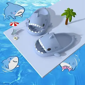 Women and Men Shark Slides Novelty Pillow Slippers Open Toe Shark Sandals Cushioned Cloud Slides - Girl, Shoe fashionable slipper Foot Design Home Footwear Flipflop