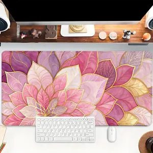 Chic Floral Gaming Keyboard Mouse Pad, Extended Large Desk Mat, Non-Slip Rubber Base, Stitched Edge, 35.4x15.7 Inch, Perfect Gift for Home Office