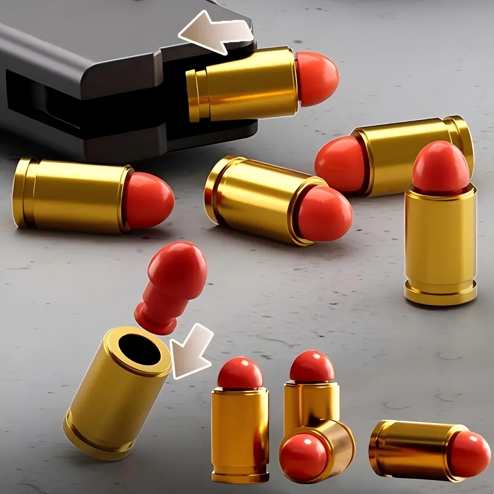 Toy bullet set, durable and safe toy set, gift for toy pistol lovers-quick filling design, reusable-shooting game accessories, including 12 plastic casings and 100 bullets.Designated toy gun,Give 2 stickers at random.