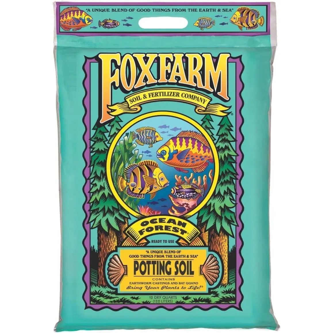 FoxFarm Ocean Forest Potting Soil, 12qt – Light, Aerated Texture, Designed for All Container Plants – pH Adjusted for Optimal Nutrient Uptake, Effectively Retains Moisture (12 Quart)