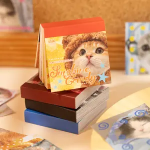 4 Packs of 50 Sheets Sticky Notes, Cute Cat Face Patterns, Diary Accessories, Memo Pad Decorations, Reminder Stickers, Sticker Set
