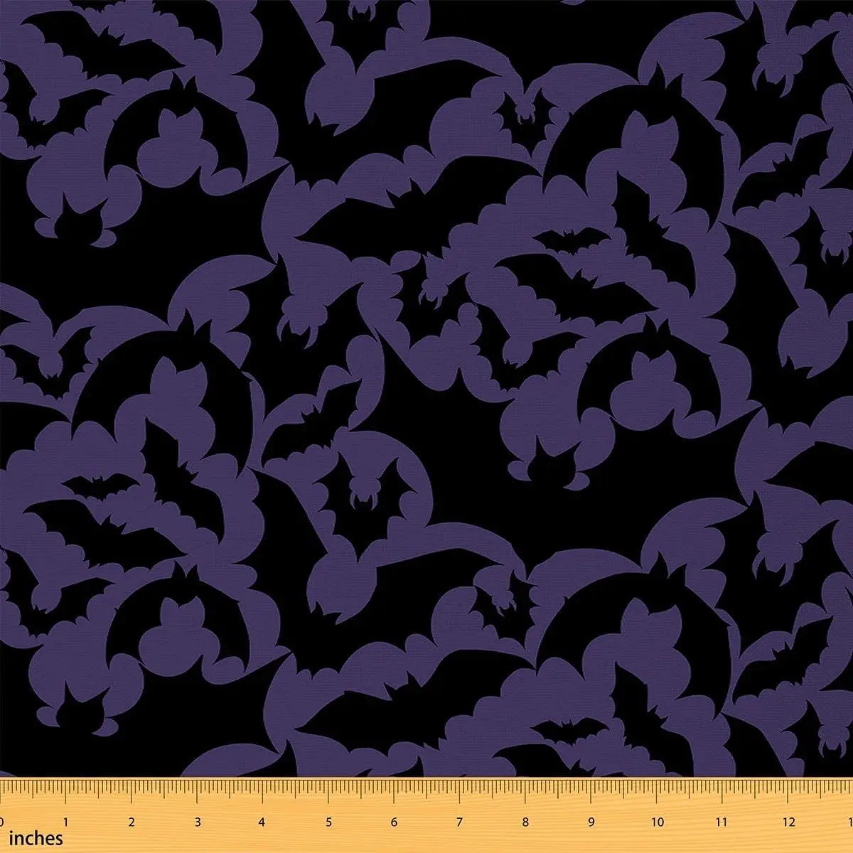 Halloween Fabric Black Purple Bat Silhouette Fabrics Sewing Supplies Wild Bats Decor Gothic Style Fabric DIY Soft Flannel Polyester No Stretch