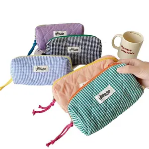 1 Count Zipper Pencil Bag, Gingham Pattern Color Pencils Case, Stationery Storage Bag for Home School, Pencil Holder, Zipper Makeup Bag, Cosmetic Bag, Travel Toiletry Bag, Travel Accessories, Back To School Supplies, Office Supplies, Teenage Girl Gifts