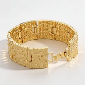 Unisex 14K Gold Finish Nugget Bracelet Hip Hop Trendy Aesthetic Affordable Jewelry for Men Women Party Wear Stylish Outfit Gift