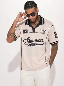 Men's Retro "Sumwon Club 23" Soccer Jersey Style Polo Shirt | Unisex Streetwear Contrast Collar Top | Vintage Football Inspired Tee for Daily Wear, Street Style, Casual Outings & Sports Events