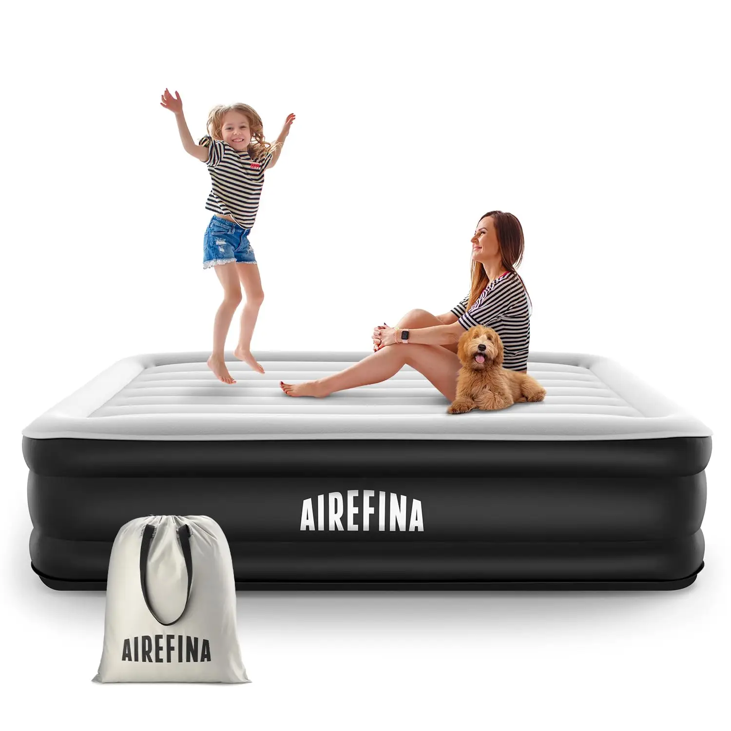 Airefina Full Size Air Mattress with Built-in Pump Inflatable Airbed