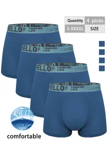 4-pack men's flat-angle underwear, suitable for daily simple wear, breathable and soft, casual and fashionable, easy to match