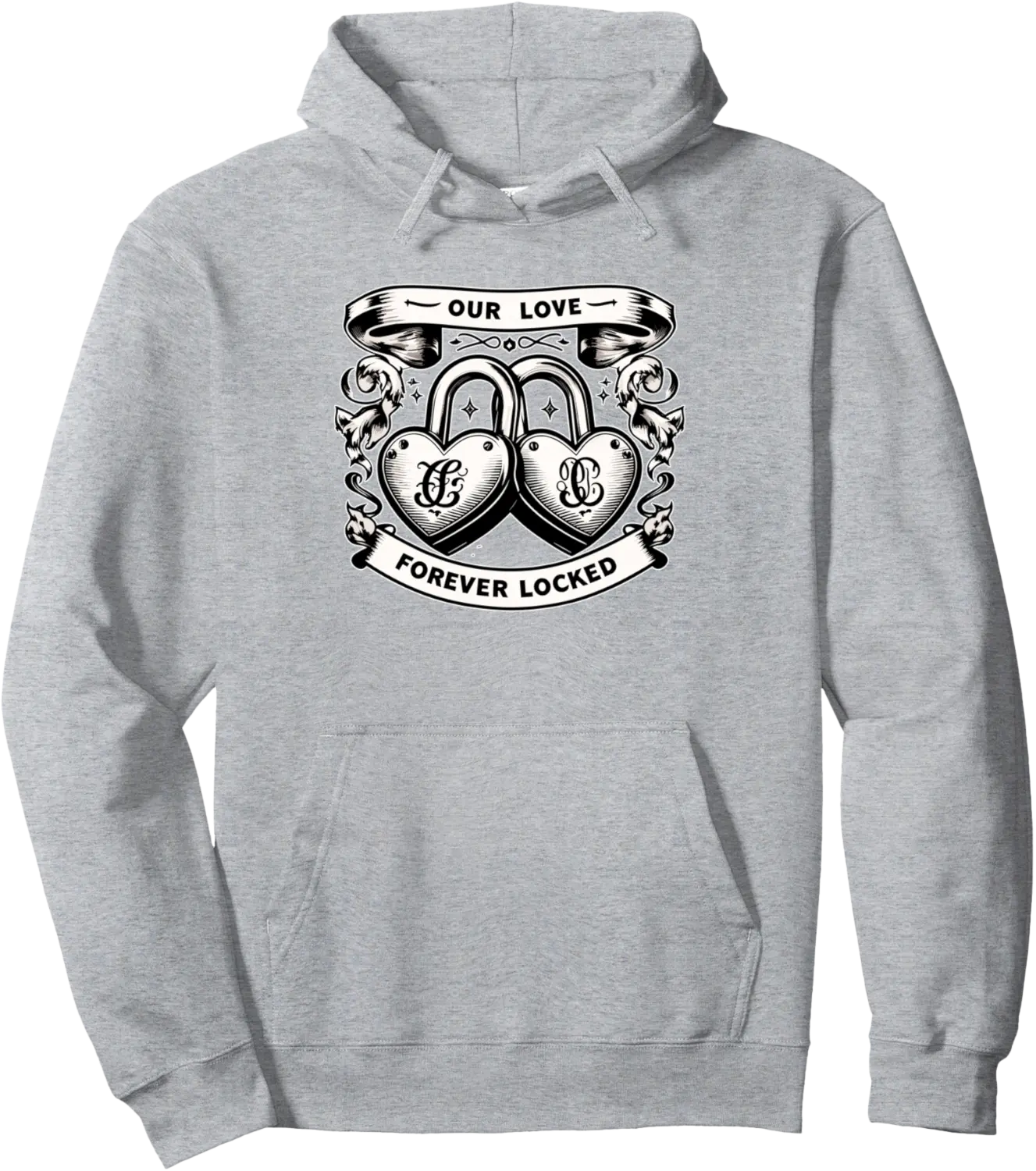 Our Love Forever Locked Love Lock Husband Wife Couples Pullover Hoodie - Emilyschwe Shop 65B0FS1Y1FTB