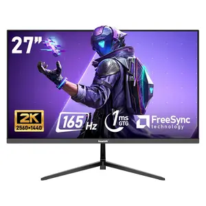 27 inch 2K QHD(2560×1440) PC Screen, 165Hz Gaming Monitor, 1ms Without Bezel, FreeSync,98% sRGB, 178° Wide Viewing Angle,Display 1.4、Port HDMI2.0, Wall Mount Compatible 75 * 75MM- Black