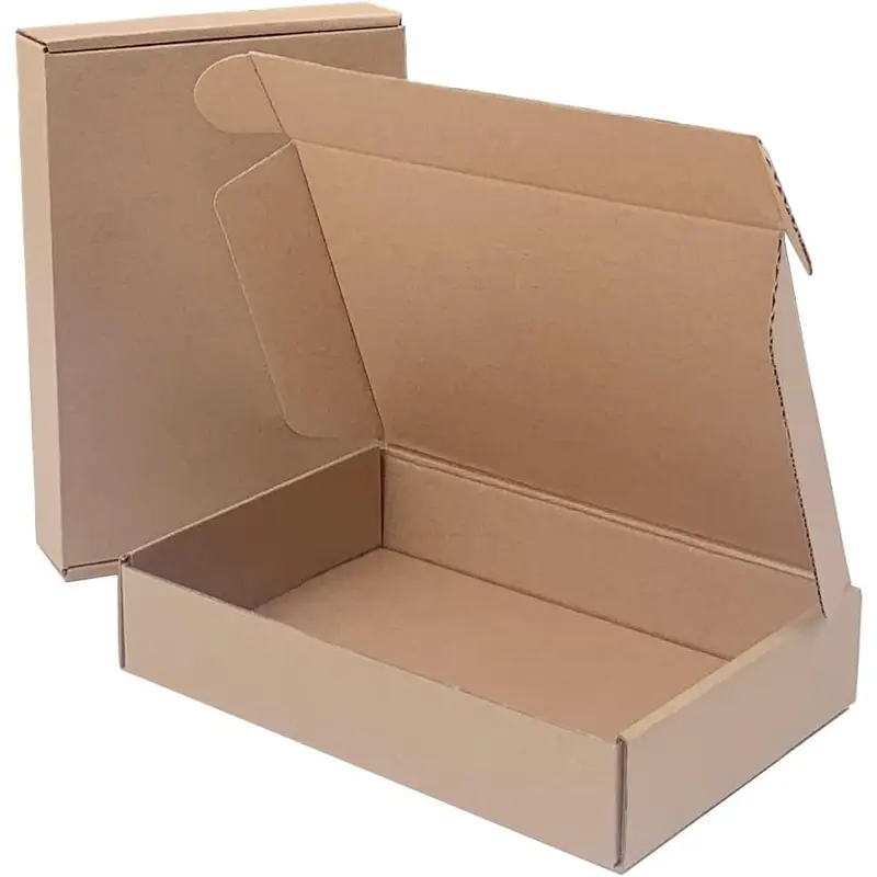 7.8x5.5x1.5 inch Brown Folding Top Mailer Box with Tag Lock for Small Business Packaging - 10 Pack Bulk Shipping Boxes