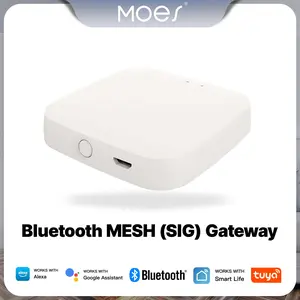 MOES Tuya Bluetooth MESH(SIG) Gateway, Wireless Smart Home Bridge Hub, Compatible with Alexa, Google Home, Link FingerBot to Wi-Fi