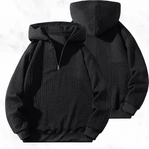 Spring and Autumn New Half-Zipper Hooded Sweater Korean Simple High-End Casual Style Three-Dimensional Twisted Jacquard Texture Skin-Friendly Fabric Menswear Sweatshirts
