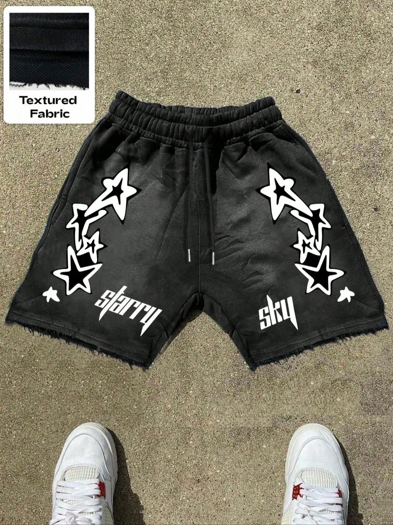 Men's Star Letter Print Shorts, Fashion Street Dance Fitness Outdoor Casual Hip Hop Rapper Style, Trendy Simple Design