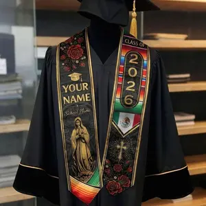 Custom Mexican Graduation Stole, Mexican Flag Graduation Sash 2026, Mexico Pattern Stole, Custom Name & School Sash Senior Graduation Gift