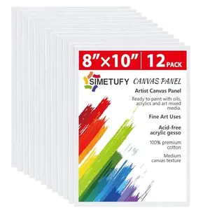 12 Pack 8x10 Canvas Boards for Painting, Blank Canvas Panels Art Painting Supplies - Gesso Primed 100% Cotton for Acrylic Oil Watercolor Tempera Paint