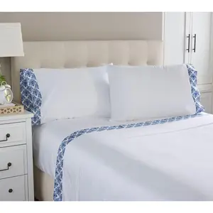 Hotel du Cobb 100% Cotton Sateen Sheet Set with Decorative Cuff