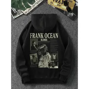 Men’s off-shoulder hooded sweatshirt with letter print, fashionable and casual regular fit with a drawstring hood and pockets, suitable for daily wear, vacations, and outdoor activities; autumn and winter menswear GARMENTARY