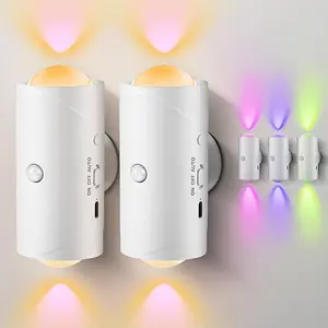 Smart Motion Sensor RGB Gradient Night Light, USB-C Rechargeable Magnetic Dimmable Wall Step Lamp, Plug-Free Ambient Lighting for Bedroom, Bathroom, Hallway, Stairs, Closet & Home Decor