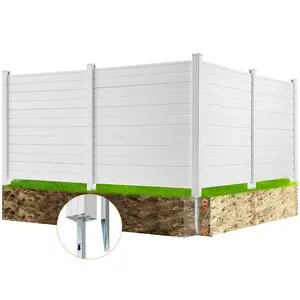 VEVOR Outdoor Privacy Screens,  50" W x 50" H Air Conditioner Fence, Pool Equipment Enclosure, Horizontal Vinyl Privacy Fence, Perfect to Enclose Trash Can and A/C Units (4-Panel)