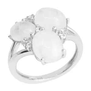 Affinity Gems Moonstone & White Topaz Ring, Sterling