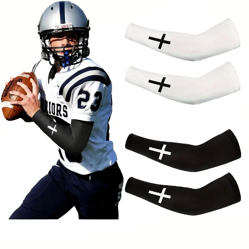 Faith Cross Arm Sleeves for Men & Women, Christian Sports Compression Sleeves with Cross Design, Breathable UV Protection Arm Covers for Football, Basketball, Cycling, Running, Hiking, Workout & Outdoor Activities, Moisture Wicking Athletic Gear
