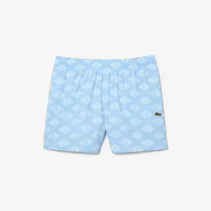 Lacoste Men’s Two-Tone Monogram Print Swim Trunks