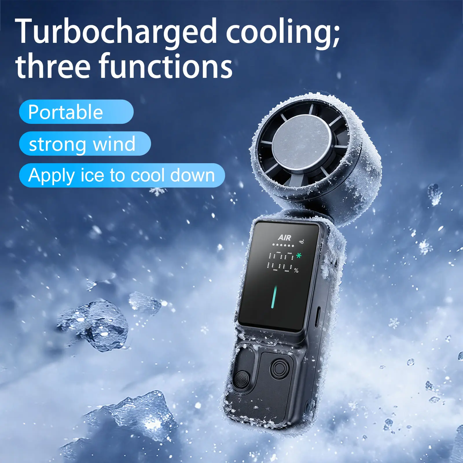Portable Handheld Turbo Fan, 100-Speed High-Speed Mini Personal Fan with 3000mAh Battery, Cooling Hand Fan for Summer Travel, Digital Display, Type-C Fast Charging,Beach Vacation, Gifts for Women and Men