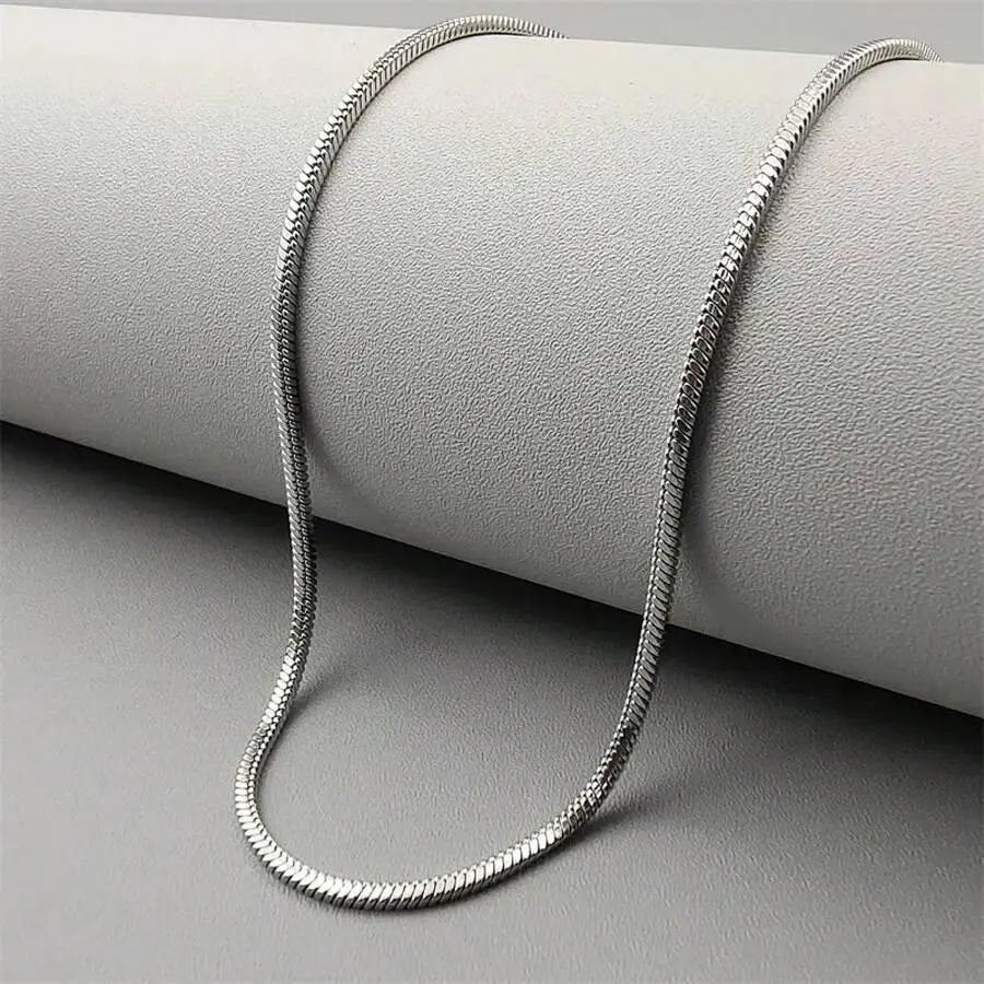 Silver Snake Chain Choker Necklace, Stainless Steel Herringbone Chain for Men & Women, Unisex Hip Hop Street Jewelry