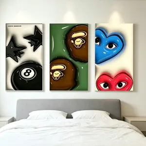 3-Piece Hypebeast Wall Art Set, Modern Urban Streetwear Posters, Framed Canvas Prints for Living Room, Bedroom, Office & Bathroom, Aesthetic Home Decor