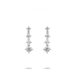 VAMERAY #2275 1.5 Carat In Each Graduated Round Brilliant Prong-Set Drop Earrings