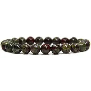 Natural A Grade Dragon Blood Jasper Gemstone 8mm Round Beads Stretch Bracelet 7" Unisex