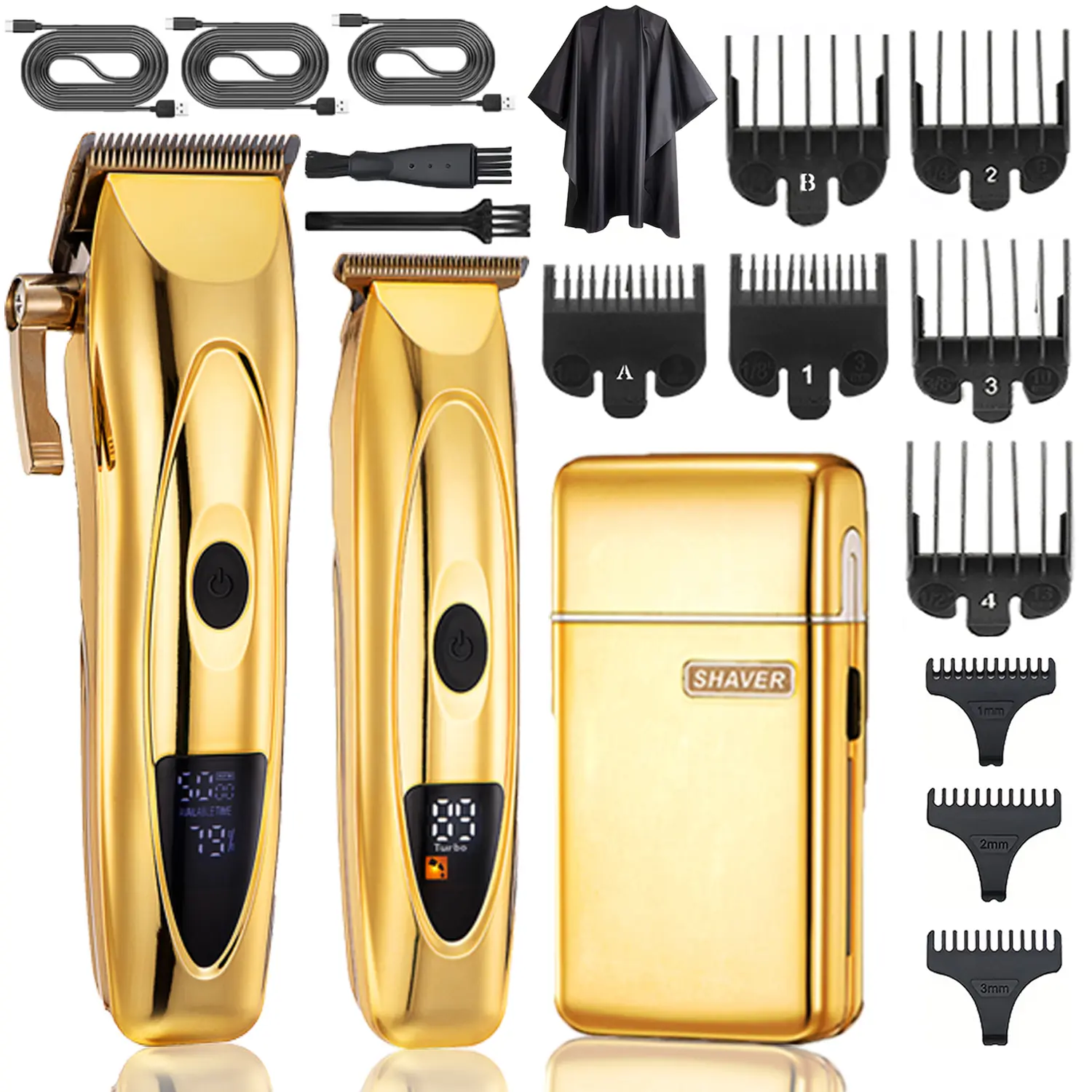 Professional Barber Clippers and T-Blade Beard Trimmer Set, Cordless Men's Grooming Kit for At-Home Haircuts, Rechargeable and Portable for All Hair Types, Clipper Blade, Stainless Steel, Rechargeable Battery, Hair Styling