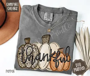 Thankful Pumpkins Comfort Colors, Trendy Women's Fall Tshirt