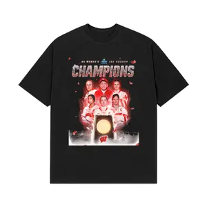 Wisconsin Badgers Women’s Hockey T-Shirt – 2026 Back-to-Back Champions Graphic Tee for Fans Game Day Women's Tops