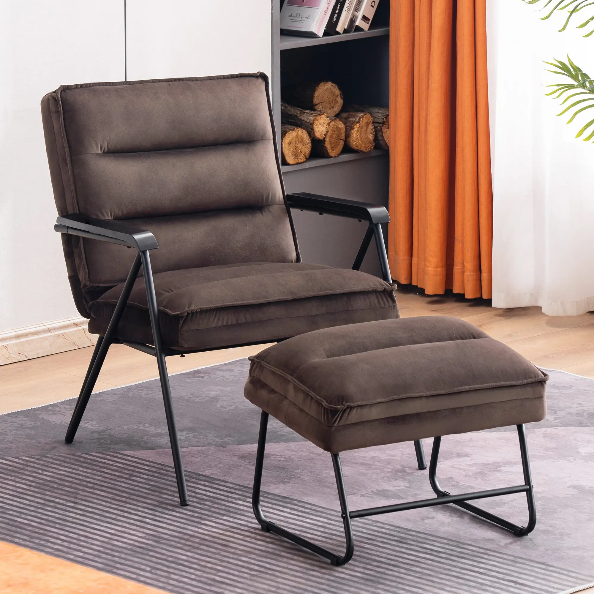 Accent Chair with Ottoman, Fabric 4750|4747 - Comfy Squishy Living Room Furniture for Lounge, Office Indoor Furniture