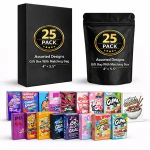 25 Pack Assorted Designs Gift Box With Matching Bag 4” x 5.5”